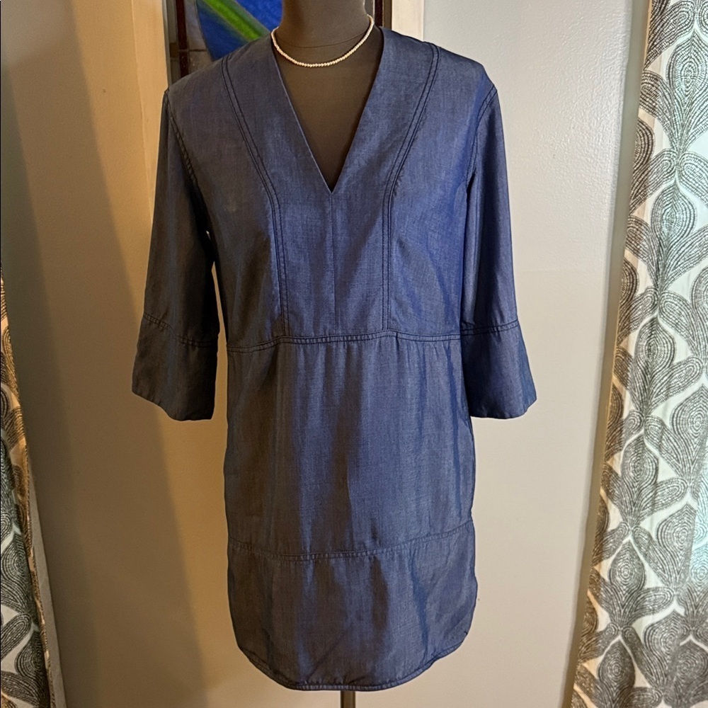 Vince Lyocell Denim Chambray Shift Dress SZ XXS